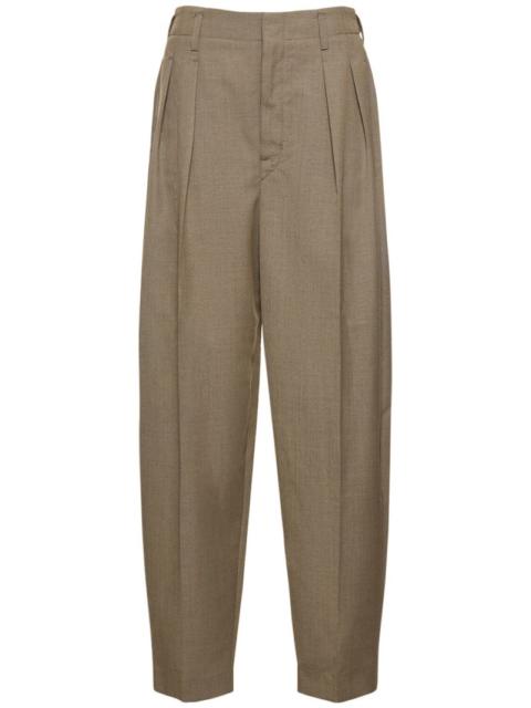 Pleated tapered wool blend pants