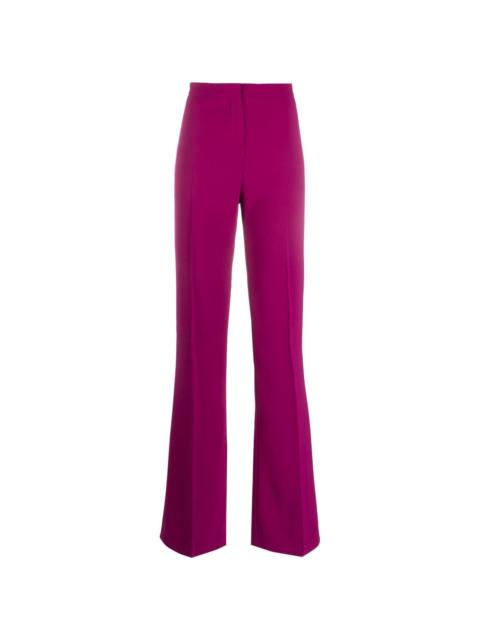 high-waisted flared trousers