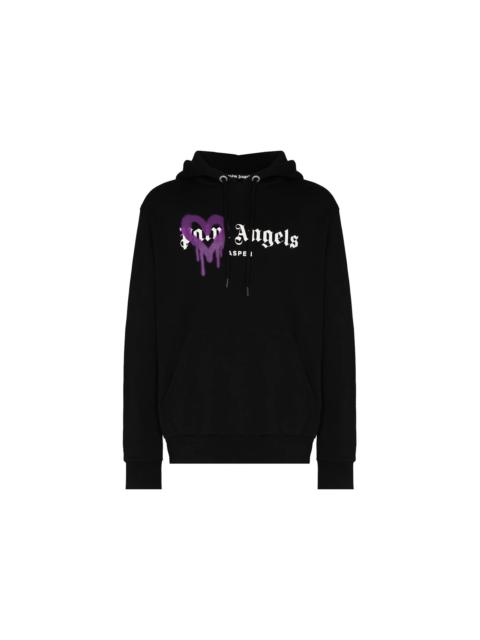 Palm Angels Palm Angels Aspen Heart Sprayed Logo Hoodie Black/White/Purple