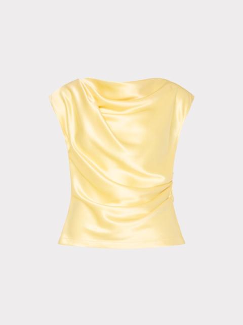 MILLY Kari Hammered Satin Top