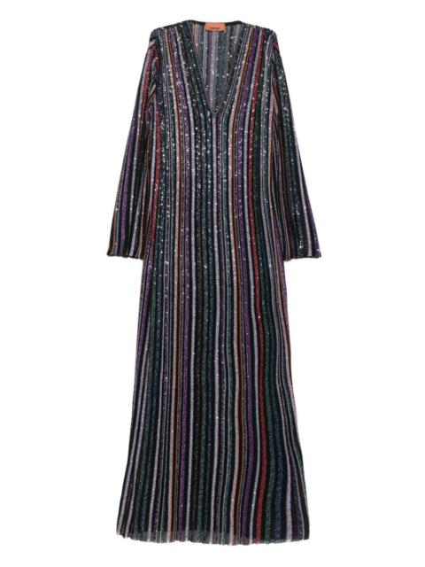 Missoni sequin-striped V-neck maxi dress