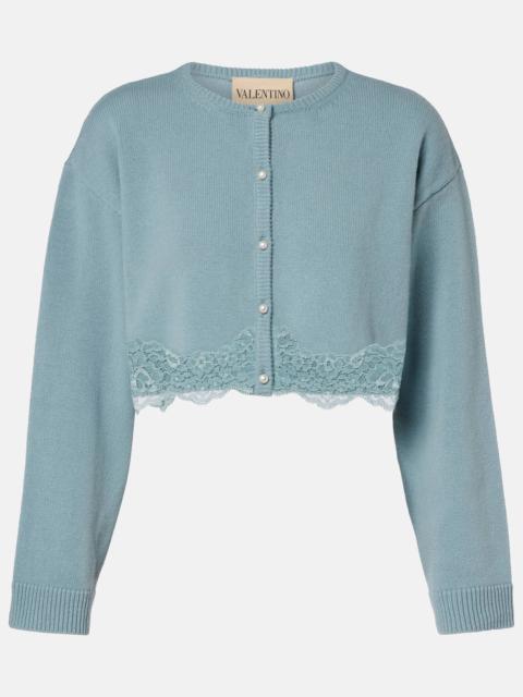 Valentino Lace-trimmed cropped virgin wool cardigan