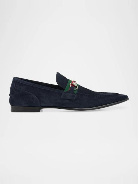 GUCCI Men's Como Suede Web Bit Loafers
