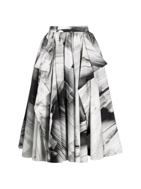 high-waisted gathered-detail skirt