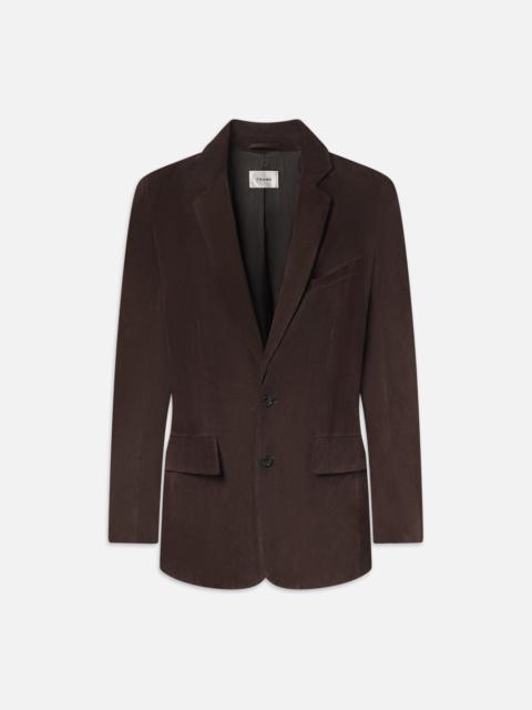 FRAME Grandfather Suede Blazer in Chocolate Brown