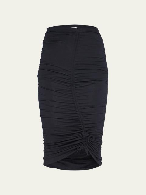 Anya Matte Jersey Ruched Midi Skirt