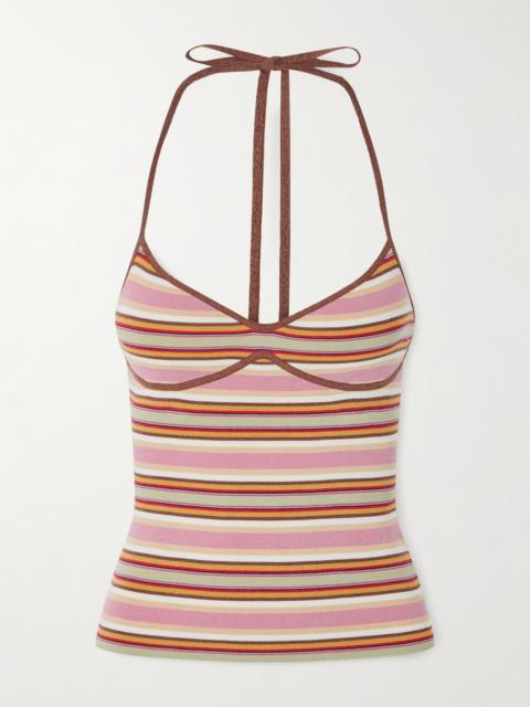 FAITHFULL Citara Striped Knitted Halterneck Tank