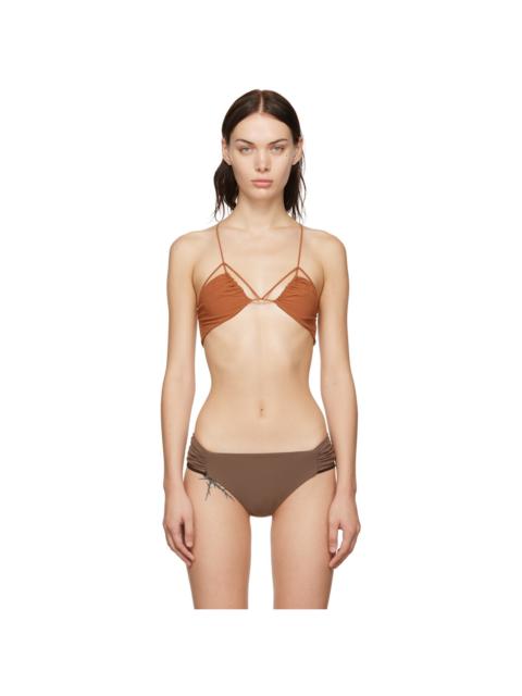 NENSI DOJAKA Brown Gathered Bikini