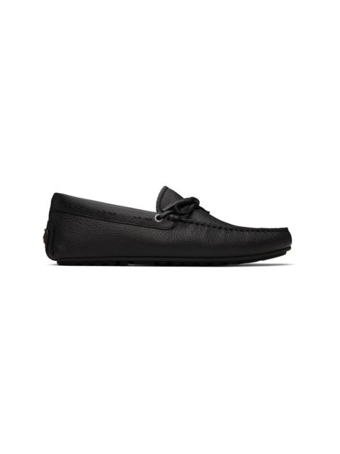 BOSS Black Grained-Leather Driver Sole Loafers