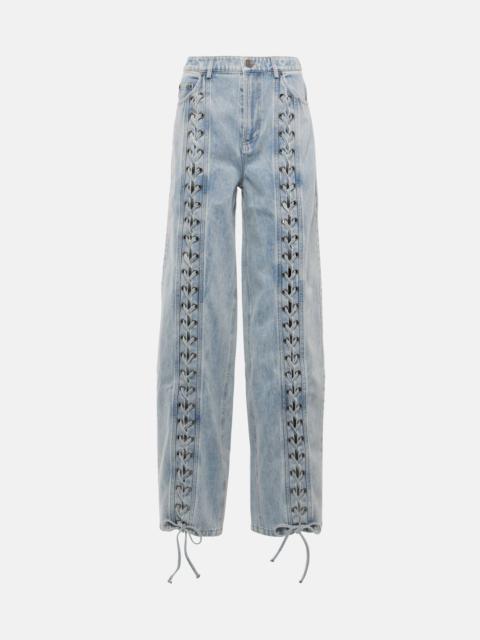 ROTATE Lace-detail straight jeans