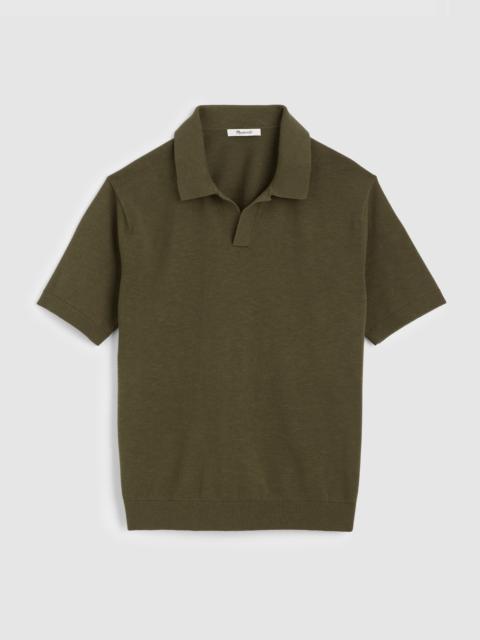 Madewell Johnny-Collar Sweater Polo in Slub Knit Cotton