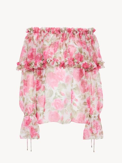 Chloé OFF-THE-SHOULDER PUFF-SLEEVE TOP IN SILK MOUSSELINE