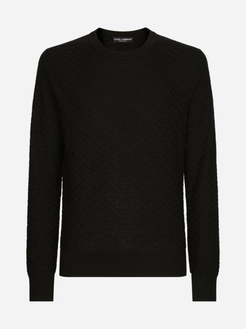 Silk round-neck sweater with all-over DG logo