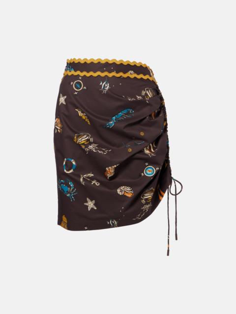 ALÉMAIS Printed ruched cotton miniskirt