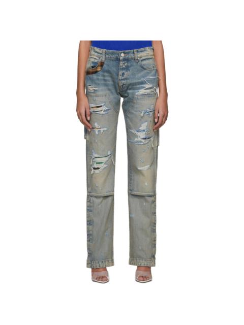 AMIRI Blue Carpenter Plaid Jeans
