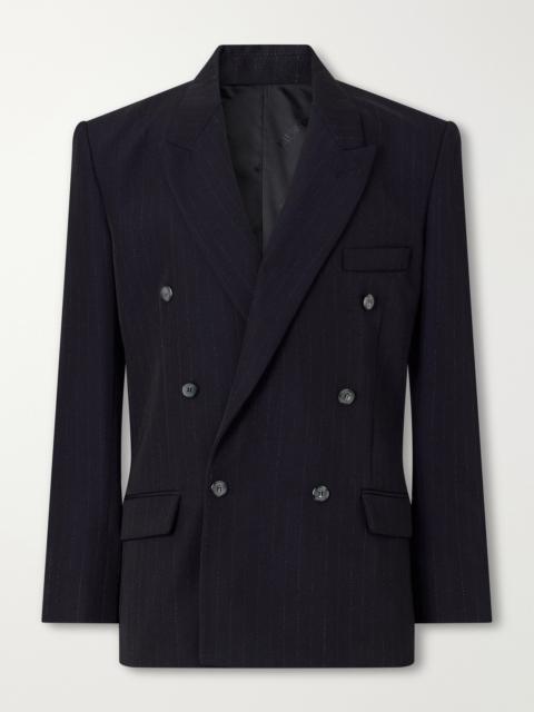 WILLY CHAVARRIA Manuel Double-Breasted Pinstriped Virgin Wool Blazer