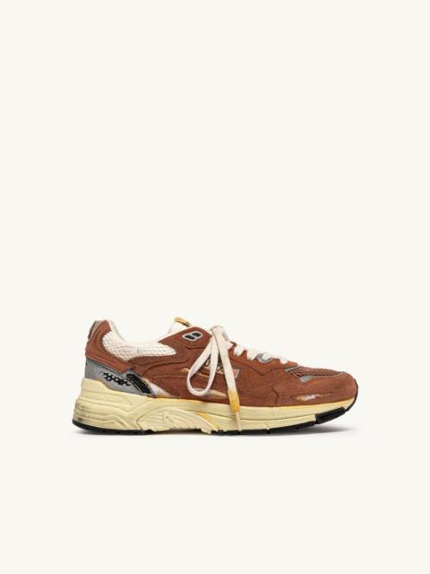 AUTRY HYPERWAY SUPER VINTAGE SNEAKERS IN MARRON AND SILVER MESH AND SUEDE