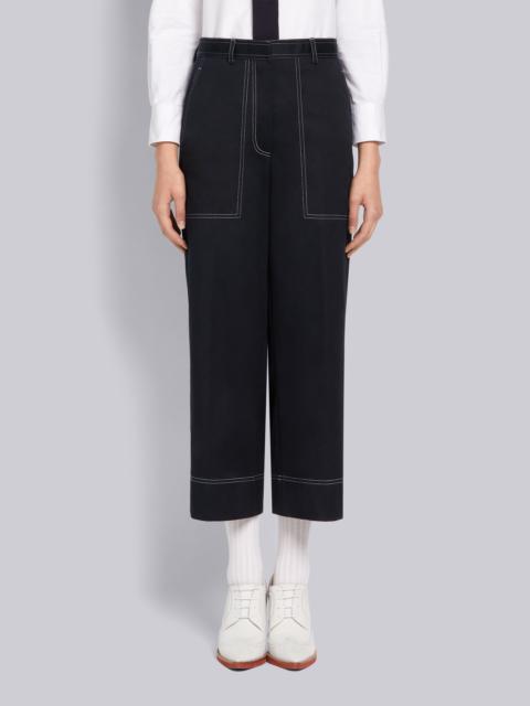 Navy Cotton Twill Contrast Stitch Sack Trouser
