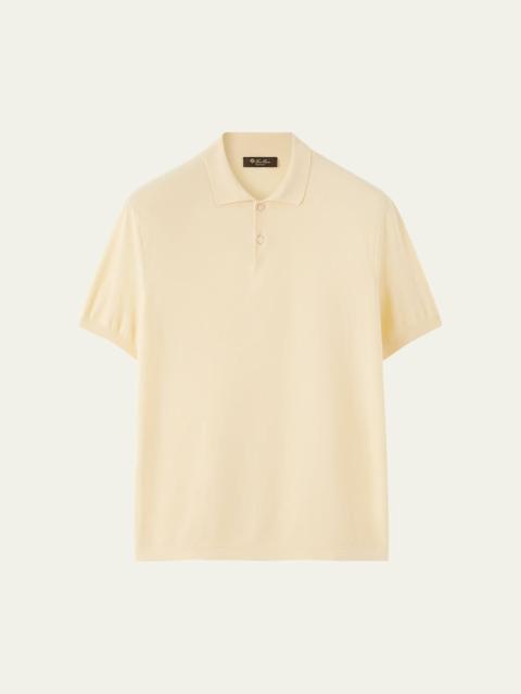 Loro Piana Men's Cotton and Silk Knit Polo Shirt