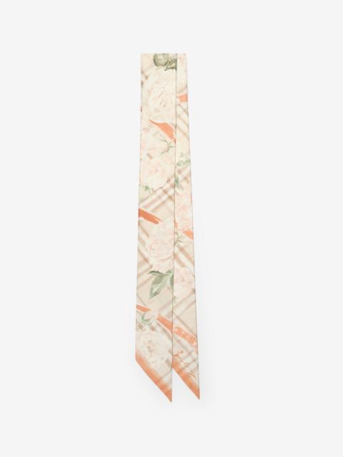Burberry Skinny Rose Check Silk Scarf