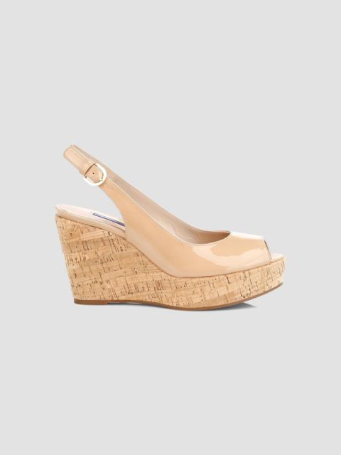 Stuart Weitzman Women's Jean Cork Wedge Slingback Sandals - Nude
