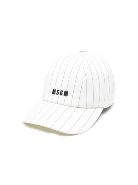 MSGM logo-embroidered pinstriped cap