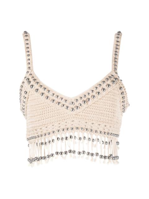 bead-embellished cropped top