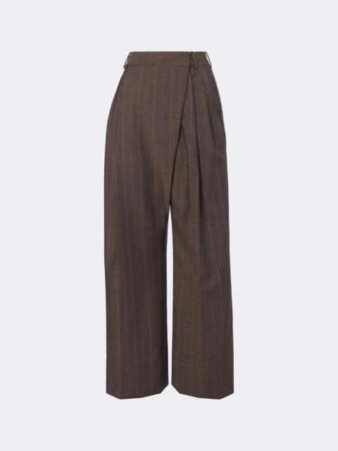 GANNI Striped pleated wool wide-leg pants