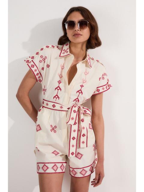 KAREN MILLEN Cotton Embroidered Woven Playsuit