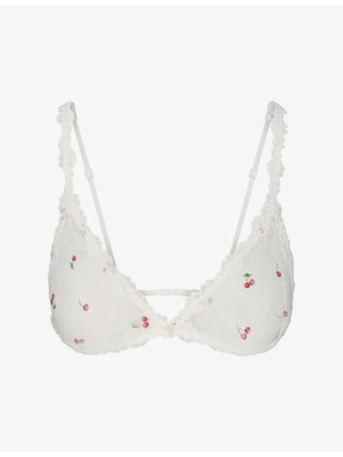 SKIMS Triangle Embroidered Stretch-Lace Bralette