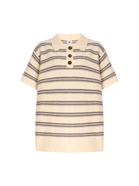 The . Garment Striped Wool-Cashmere Polo Top stripe