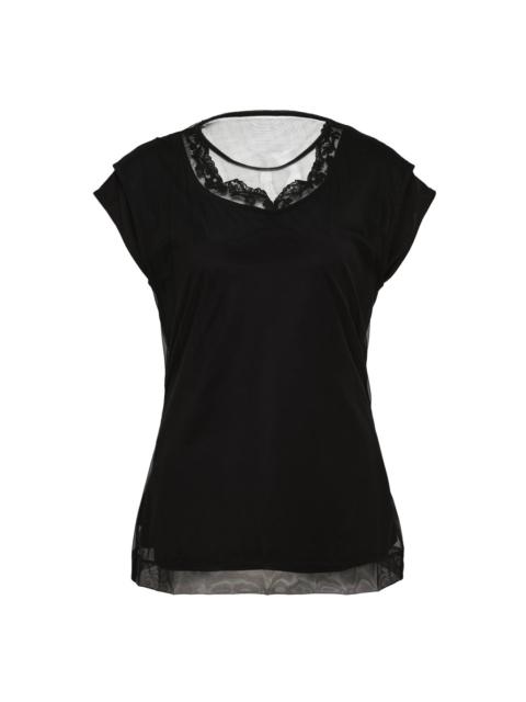 Simone Rocha Layered Liquid Cap Sleeve Lace Top