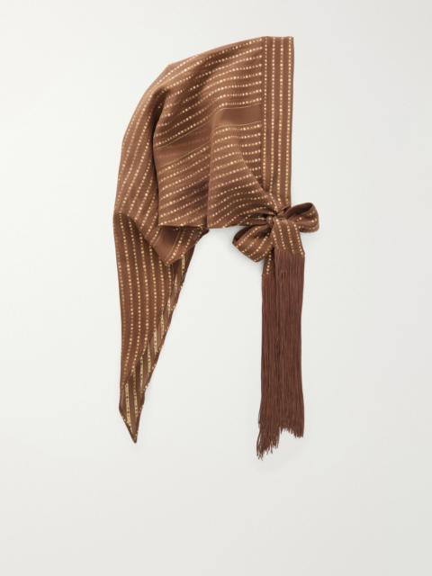 Taller Marmo Casablanca fringed Lurex fil coupé silk-blend chiffon scarf Bronze