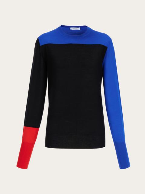 FERRAGAMO Color block slim fit sweater