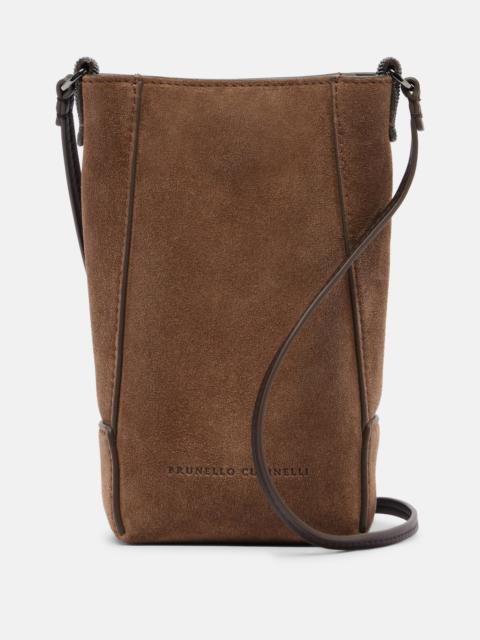 Brunello Cucinelli Duo Mini Monili suede phone pouch