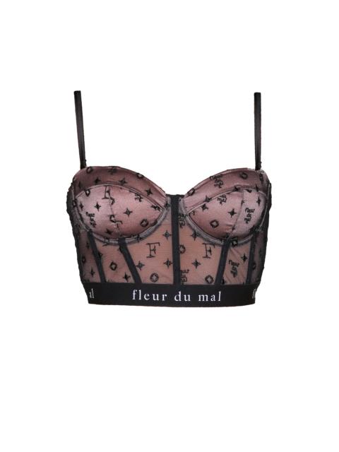 Fleur du Mal Monogram Embroidery Bustier Top
