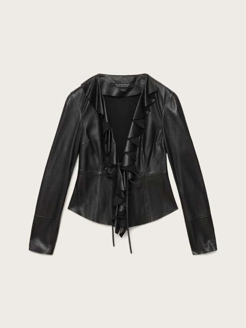 ALLSAINTS LUANA SLIM FIT PLEATED LEATHER SHIRT