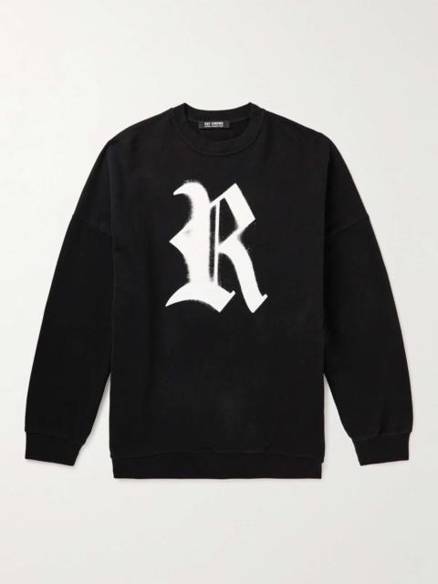 Raf Simons Oversized Leather-Trimmed Logo-Print Cotton-Jersey Sweatshirt