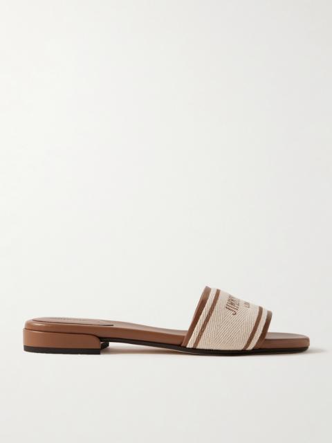 JIMMY CHOO Joa Canvas And Leather Slides