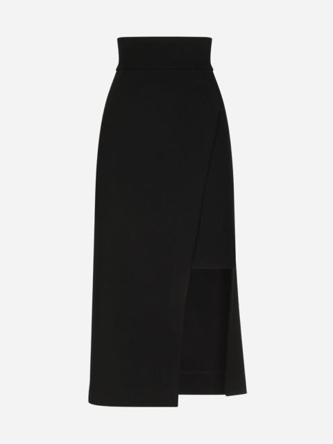 Calf-length skirt with jersey mini skirt