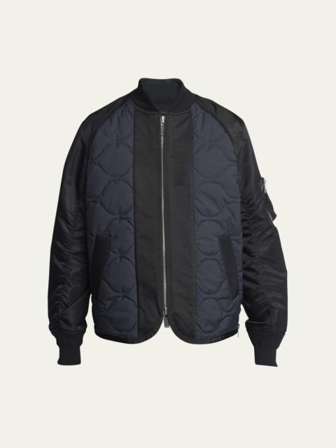 sacai Nylon-Sleeve Quilted Zip Up Jacket