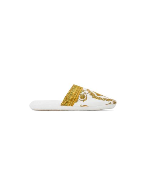 VERSACE White Baroque Slippers