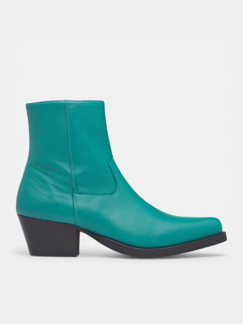 ERNEST W. BAKER Green Leather Western Zip Boots