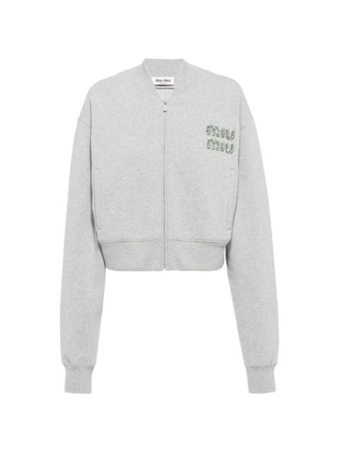 logo embellished zip-up sweatshirt