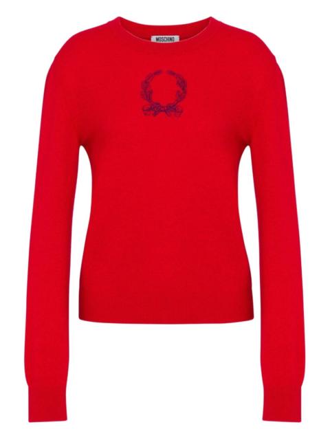 Moschino Laurel Crown embellished logo sweater