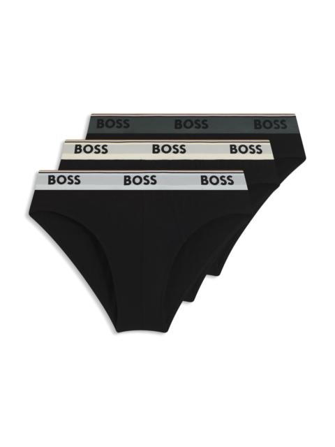 BOSS THREE-PACK OF STRETCH-COTTON BRIEFS WITH LOGO WAISTBANDS