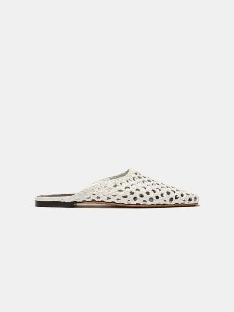 Emme Parsons FLAT MULE IN OPTIC WHITE WOVEN NAPPA