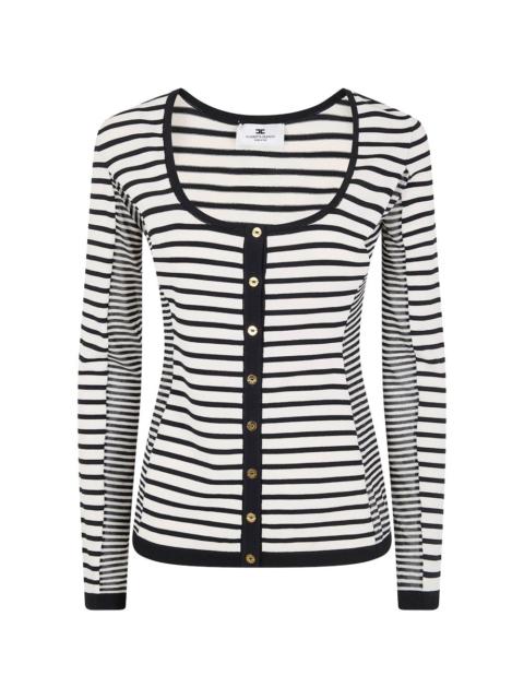 ELISABETTA FRANCHI button striped cardigan
