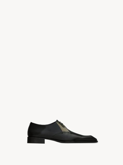 SAINT LAURENT NICO DERBIES IN GLAZED LEATHER AND TPU