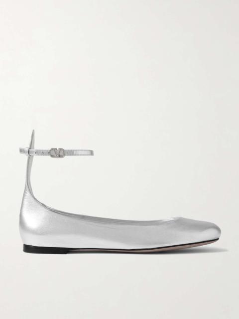 Valentino Tan-Go metallic leather ballet flats